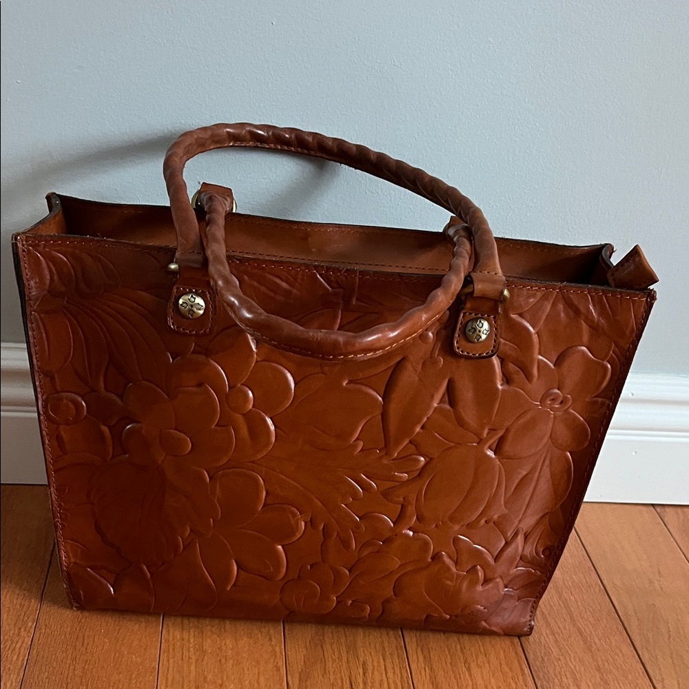Patricia Nash Floral Embossed Tan Tote